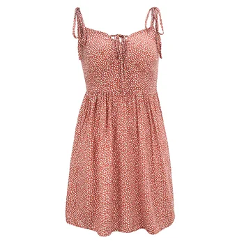 Женское винтажное платье с V-образным вырезом и цветочным рисунком