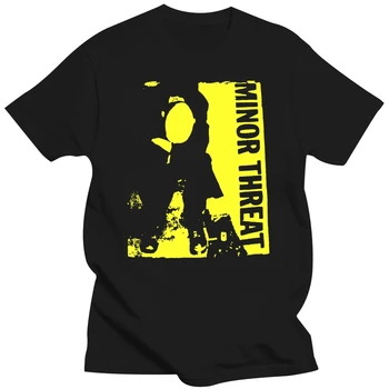 ЖЕЛТАЯ мужская футболка MINOR THREAT, черная удобная футболка, повседневная футболка с коротким рукавом, мужские футболки в модном стиле, мужская футболка