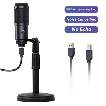 Металлический USB Конденсаторный Записывающий Микрофон Игровой Для Ноутбука Windows Cardioid Студийная Запись Вокала Голосовой Чат Skype Podcast