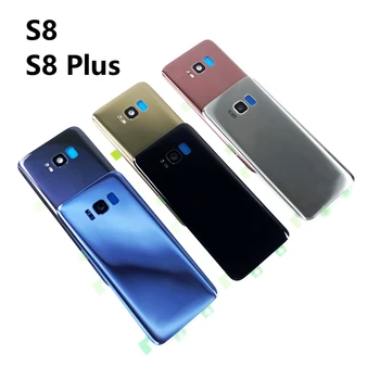 Для SAMSUNG Galaxy S8 G950 G950F S8 + Plus G955 G955F Задняя Крышка Батарейного Отсека Задняя Стеклянная Дверца Корпуса Замена Объектива Камеры