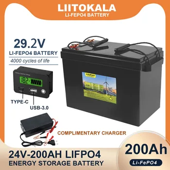 Горячая Аккумуляторная батарея liitokala 24V 100AH 32ah LiFePO4 с Выходом USB3.0 Type-C для инвертора 25,6 В, Аккумуляторов автомобильных прикуривателей 29,2 В, Зарядного устройства