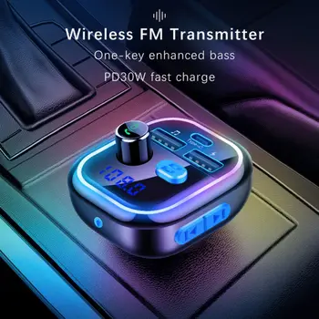 FM-передатчик Bluetooth 5.0 для автомобиля, беспроводной автомобильный адаптер Bluetooth с микрофоном и звуком HiFi, музыкальный MP3-плеер, радио