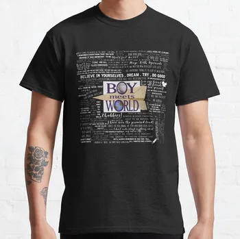 Футболка Boy Meets World с Запоминающимися Цитатами, мужские графические футболки, забавные футболки с кошками