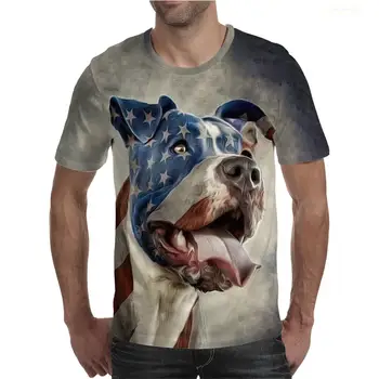 Модная крутая футболка с принтом собаки Уличная одежда с короткими рукавами оверсайз Летние футболки с 3D принтом животных Трендовые мужские топы