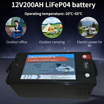 Аккумулятор LiFePO4 12V 100Ah 200AH, Встроенные Литий-Железо-Фосфатные Элементы BMS Для Кемперов На колесах, Автономная Солнечная Энергия Для Бездорожья С