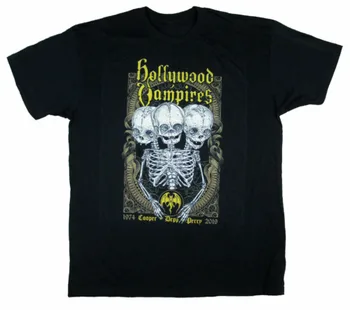 Рубашка Hollywood Vampires Для мужчин и женщин, черная хлопковая футболка с круглым вырезом, мужская и женская повседневная свободная футболка с коротким рукавом, прямая поставка
