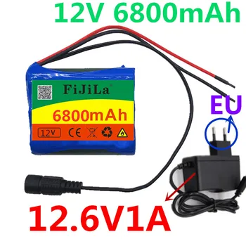 12V 6800mAh 18650 Литий-ионная Аккумуляторная батарея для Камеры видеонаблюдения 3A Батареи + 12.6V Зарядное Устройство EU US + Бесплатные покупки