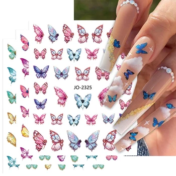 3D Реалистичные наклейки для маникюра с бабочками Розовые Голубые Разноцветные Слайдеры с крыльями бабочек для ногтей Татуировки Подвески Весенний декор