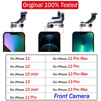 Оригинальная 100% протестированная фронтальная камера для iPhone 11 12 14 Pro Max 13 mini 14 Plus, модуль фронтальной камеры небольшого размера, гибкий кабель-лента