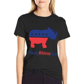 Футболка с логотипом Rhino Party 2019, летняя одежда, милые топы, футболка с графикой, платье-футболка для женщин