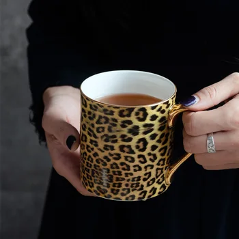 Керамическая Кружка с леопардовым принтом, Кофейная чашка большой емкости для питья воды и молока, Tazas, Домашняя Посуда для чаепития, Подарки