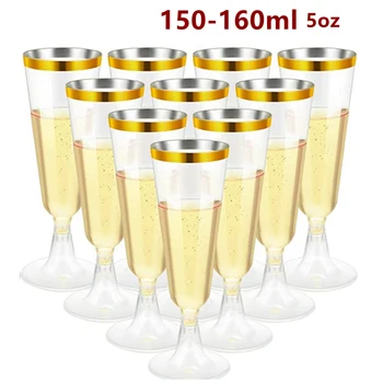 5шт Свадебная флейта для шампанского, 5 унций, Креативная Одноразовая Пластиковая Свадебная чашка, Бокал для шампанского, посуда для питья для вечеринки