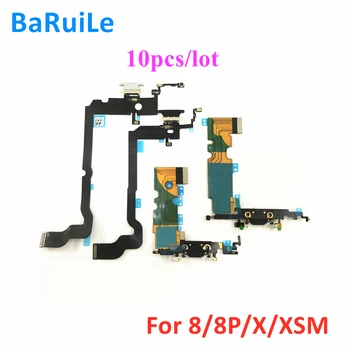 BaRuiLe 10шт Зарядный Гибкий Кабель Для iPhone X 8 Plus 8G XS XR 11 6S 7 USB Порт Зарядного Устройства Разъем Док-станции С Микрофонным Гибким Кабелем