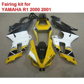 Компрессионное формование мотоциклетных обтекателей Yamaha желтый белый черный YZFR1 2000 2001 комплект обтекателей YZF R1 00 01 BA122